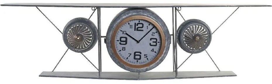 Orologio da Parete DKD Home Decor Vetro Ferro Avion Legno MDF Grigio scuro (120 x 21 x 33.5 cm)