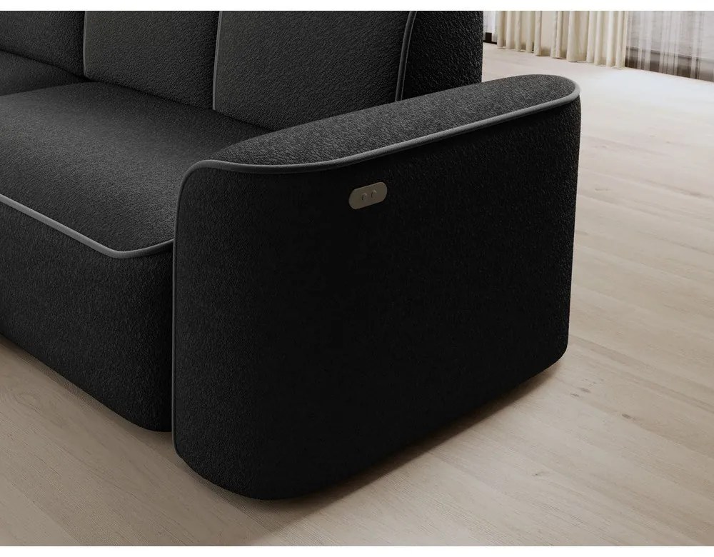 Divano angolare grigio scuro (con penisola a sinistra/con chaise lounge) e rivestimento in bouclé Ume – ELTAP