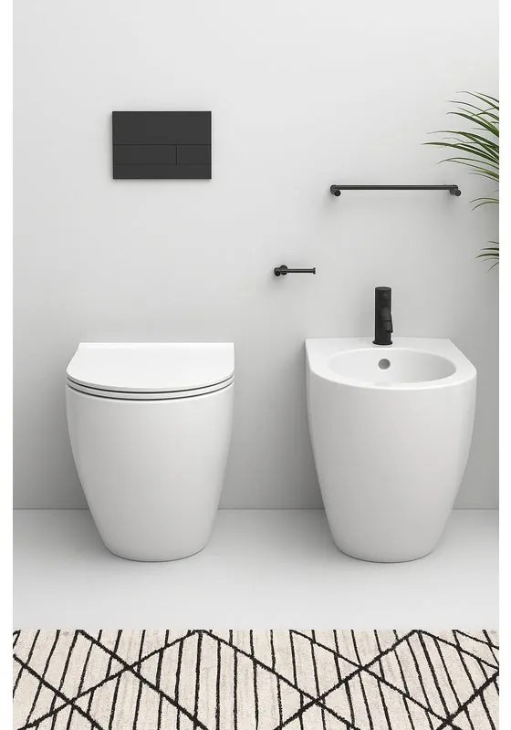 Coppia sanitari distanziato scarico a pavimento e a parete BEST bianco lucido WC: P 53 x L 36 x H 42 cm, bidet: P 53 x L 36 x H 42 cm