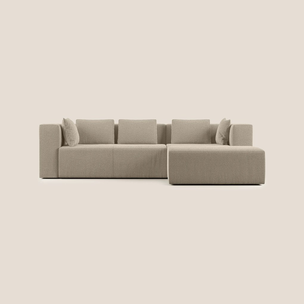 Nettuno divano angolare componibile in morbido tessuto bouclè T07 beige