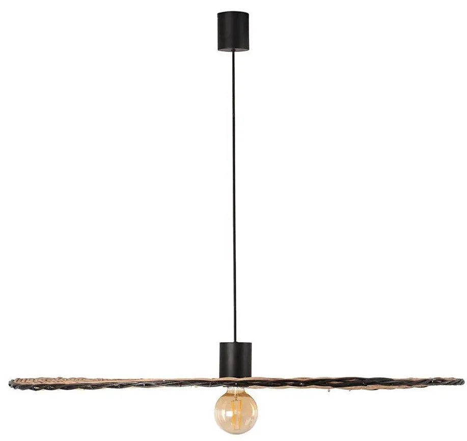 FARO 68590-70 - Lampadario su corda COSTAS 1xE27/15W/230V d. 100 cm nero/rattan