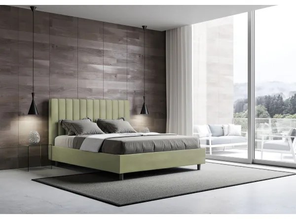 Letto matrimoniale e rete 160x200 in microfibra tč verde Agueda