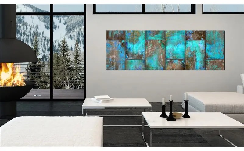 Quadro Metal Mosaic  Blue  Colore Blu, Dimensioni e Misure 120x40