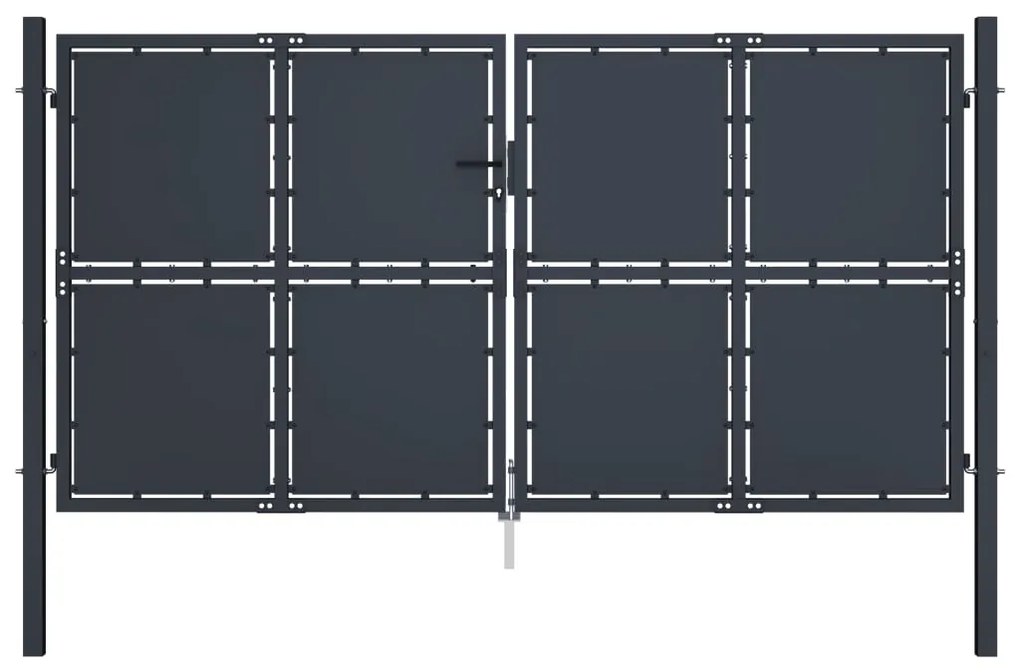 Cancello Per Giardino İn Acciaio 300x125 Cm Antracite /