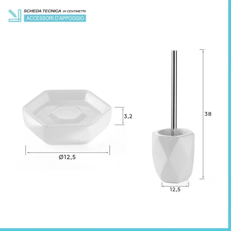 Set bagno da appoggio 4 pezzi in bianco in ceramica Dalia