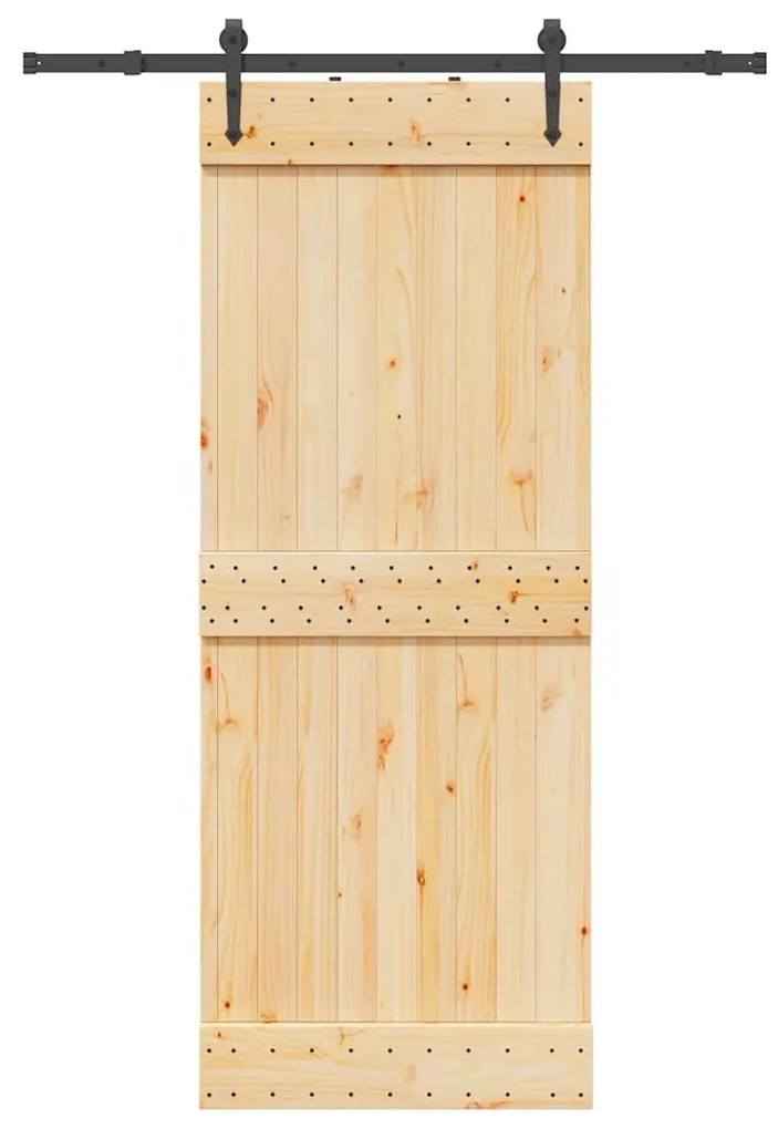 Porta Scorrevole Con Set Hardware 80x210 Cm Legno Massello Pino /
