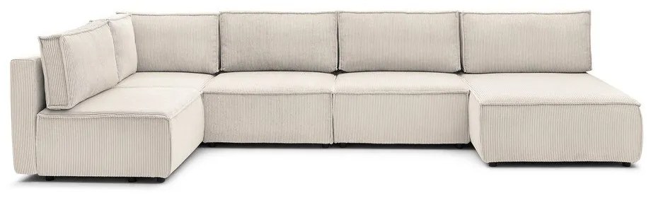 Divano a U angolare in velluto a coste variabile crema Nihad modular - Bobochic Paris