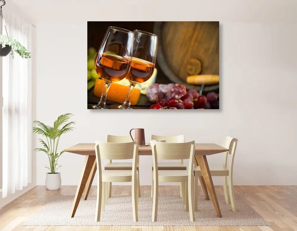 Quadro su tela – Due bicchieri di vino rosato