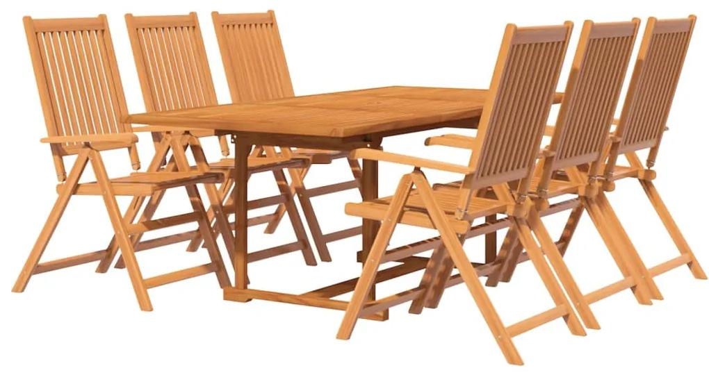 Set mobili da pranzo da giardino 7 pz legno massello di acacia
