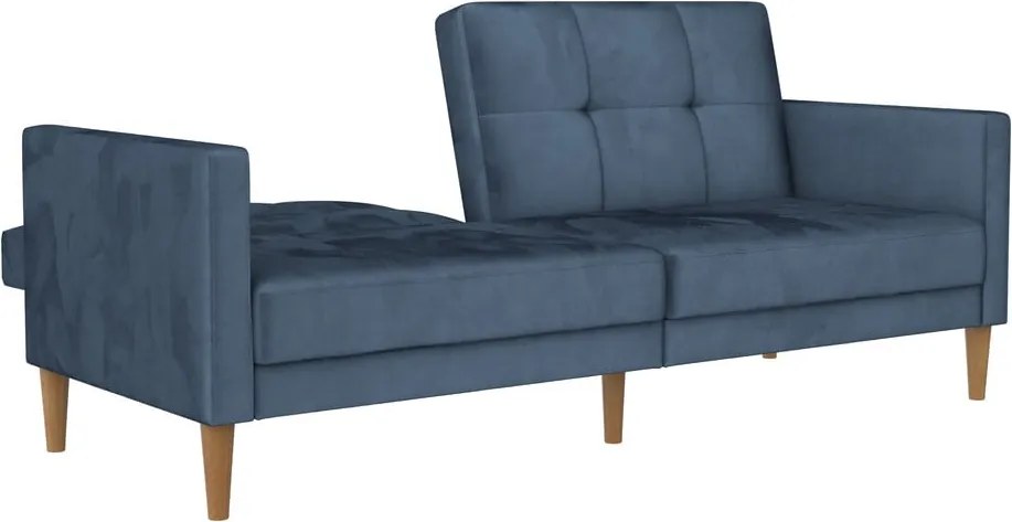 Divano letto in velluto blu 207 cm Lilly - Støraa