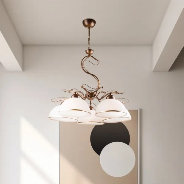 Lampadario a catena COBRA 5xE27/60W/230V bronzo/patina