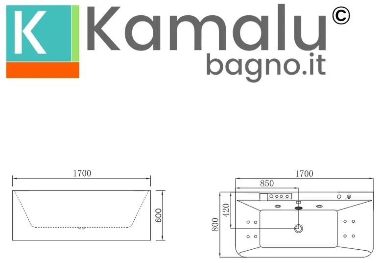 Kamalu - Vasca idromassaggio design elegante bianco lucido | KFF-1700