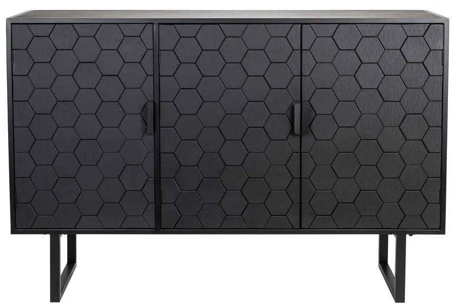 Cassettiera bassa nera in legno di pino 135x90 cm Linc - White Label