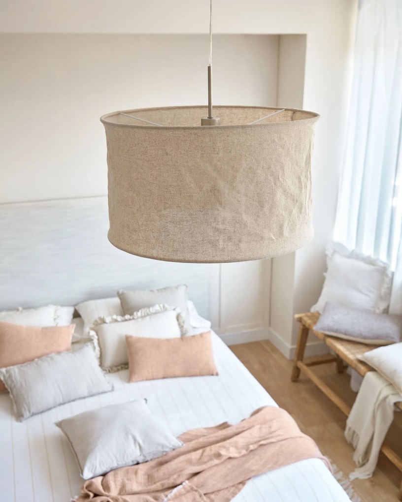 Kave Home - Paralume da lampada da soffitto Mariela in lino finitura beige Ã˜ 50 cm