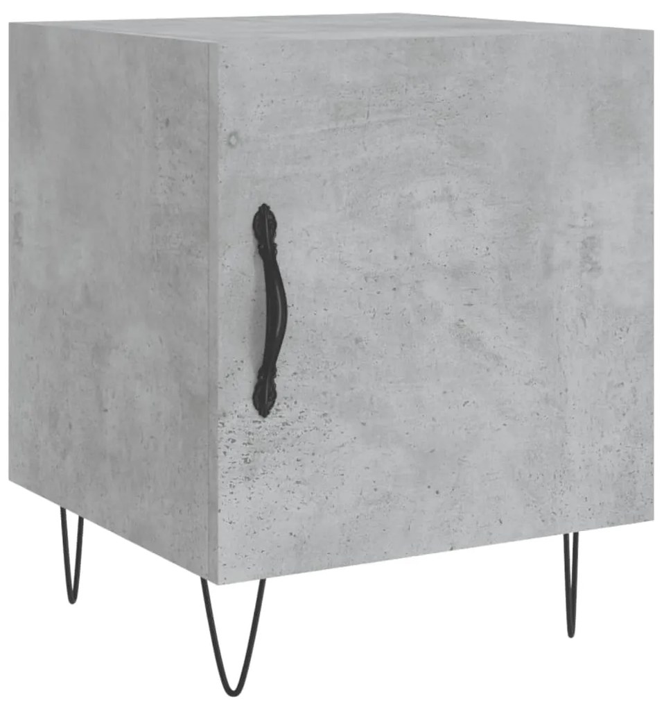 Comodini 2 pz grigio cemento 40x40x50 cm in legno multistrato