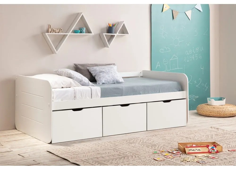 Letto per bambini bianco con contenitore 90x190 cm Abbott - Marckeric