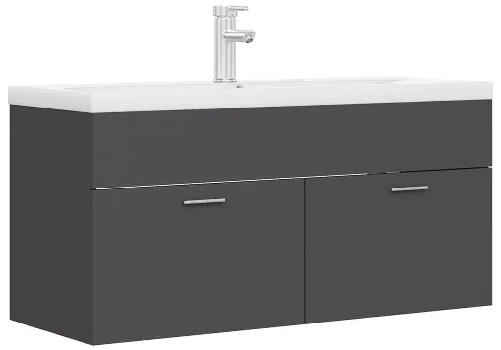 Mobile con lavabo integrato grigio in legno multistrato