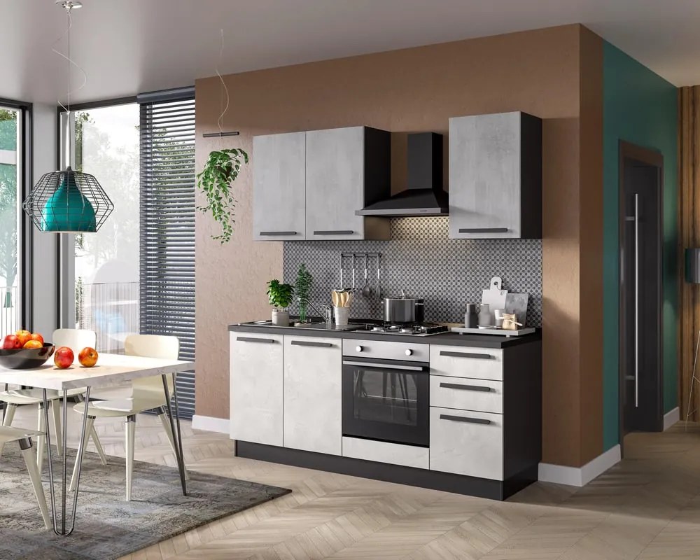 Cucina montata Amber con elettrodomestici, cappa Camino L 195 cm