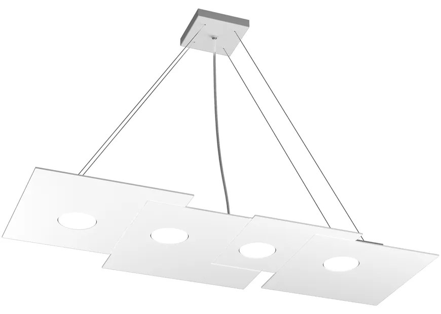 Sospensione Moderna Rettangolare Plate Metallo Bianco 4 Luci Gx53