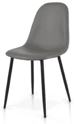 Sedia in ecopelle imbottita jessica gambe nere sedile Grigio set da 4 pezzi
