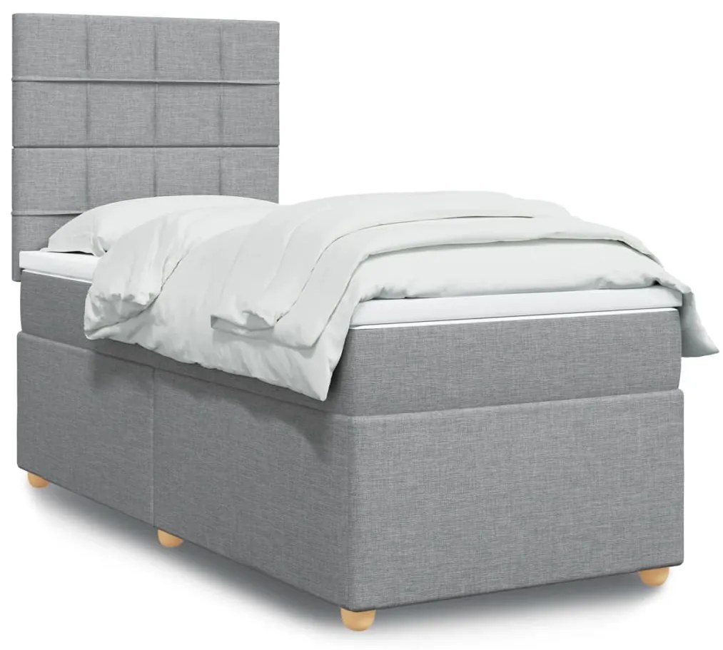 Giroletto A Molle Con Materasso Grigio Chiaro 90x190 Cm Tessuto /