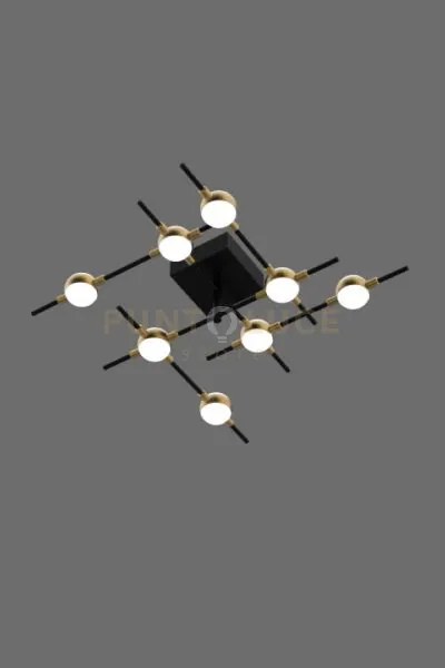 Lampadario a soffitto molecular mx18001067-8abg nero e oro