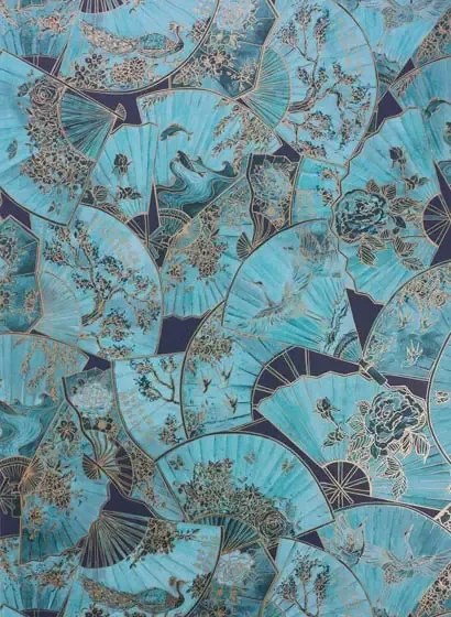 Matthew Williamson Carta da parati Fandare - Teal/ Old Gold
