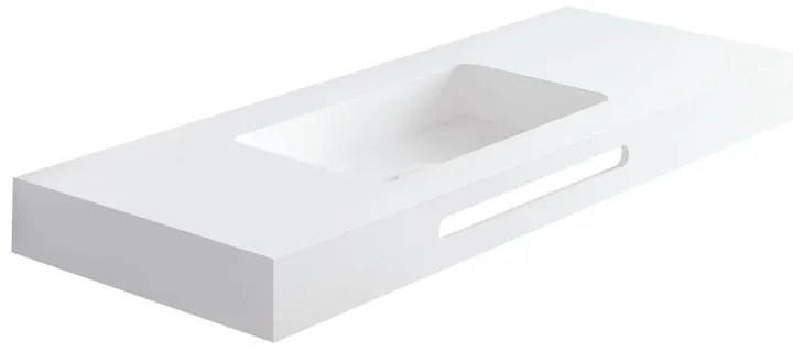 Lavabo sospeso rettangolare Zen L80 H 10 x P 46 cm in acrilico bianco