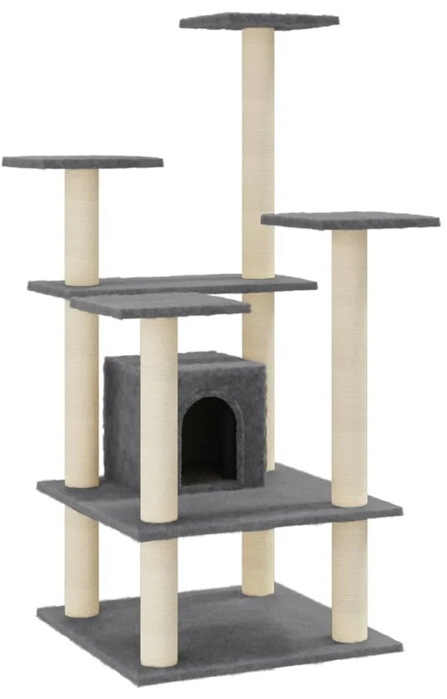 Albero per gatti con tiragraffi in sisal grigio scuro 110 cm