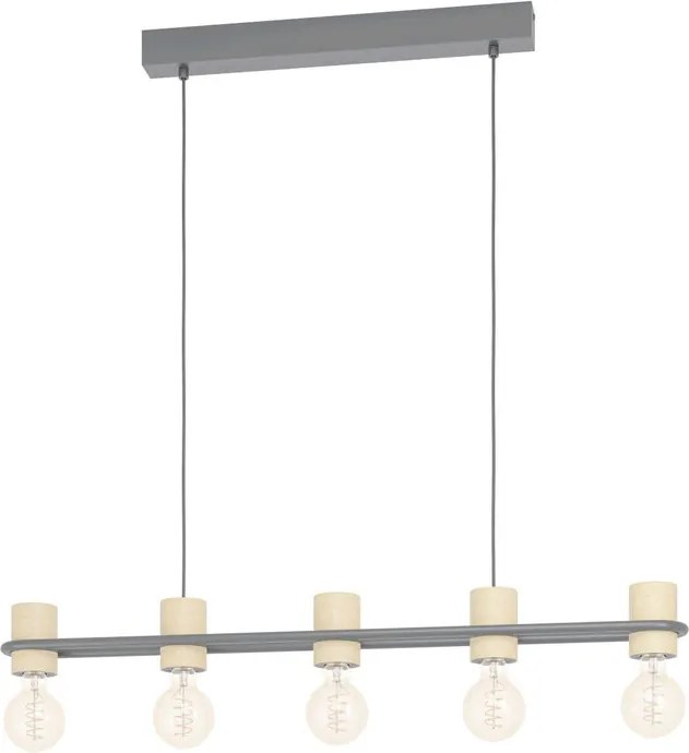 Lampadario Industriale Chieveley nero 5x E27 EGLO