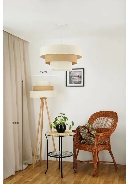 Brilagi - Lampada con piedistallo DENVER LUNETA 1xE27/15W/230V beige/marrone/color crema