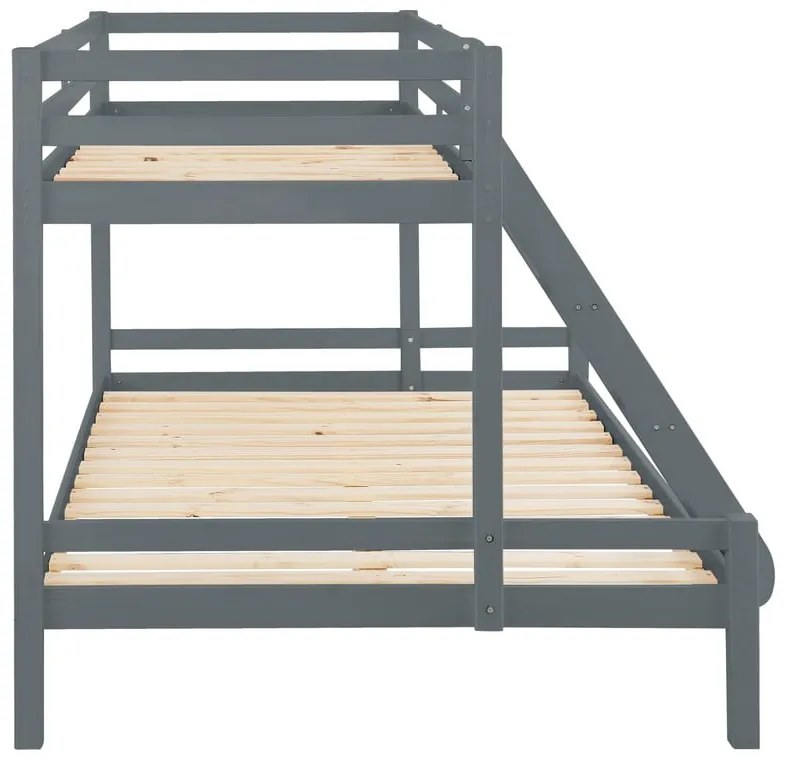 Letto a castello grigio in legno di pino Alpi2 - Støraa