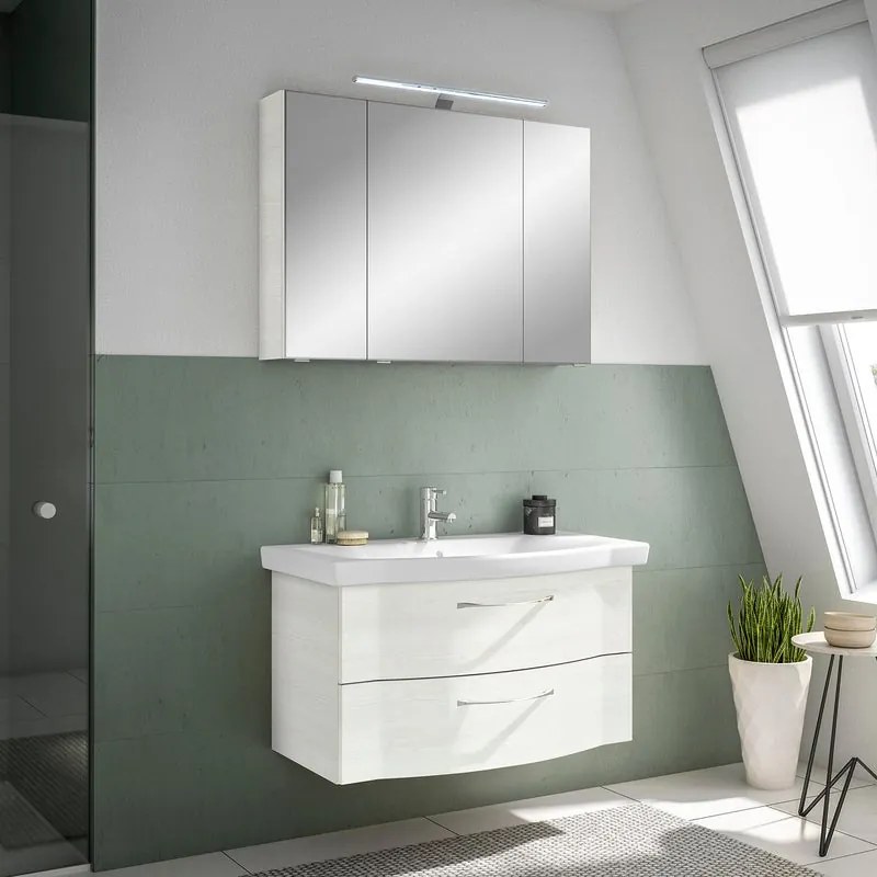 Mobile sottolavabo e lavabo Solitaire rovere bianco L 97 cm 1 vasca