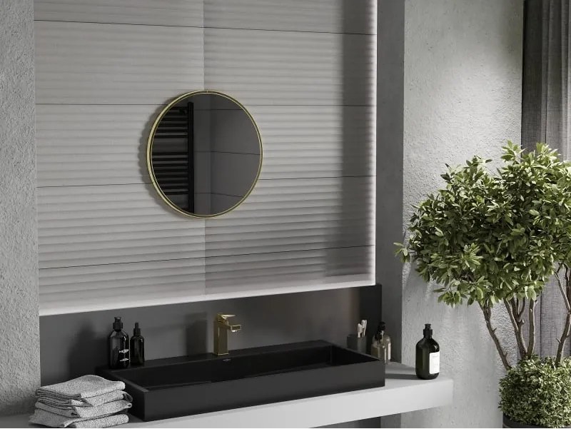 Mexen Loft specchio da bagno rotondo 40 cm, cornice dorata - 9850-040-040-000-50