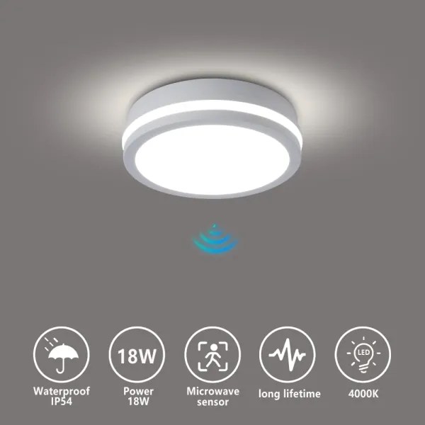 Brilagi - Lampada da esterno con sensore BENE LED/18W/230V diam. 21,5 cm bianco IP54