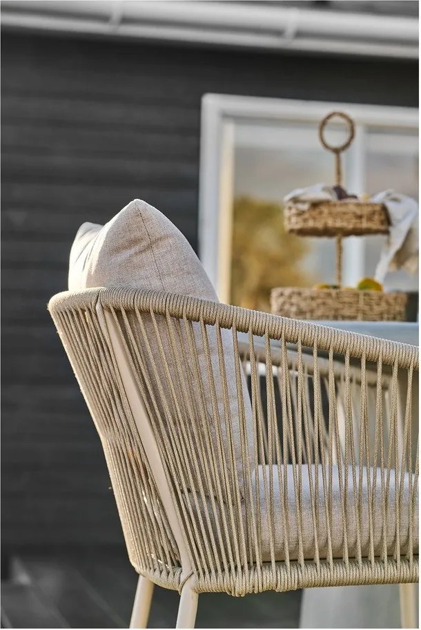 Sedia da esterno beige in metallo/in imbottito Salerno – House Nordic