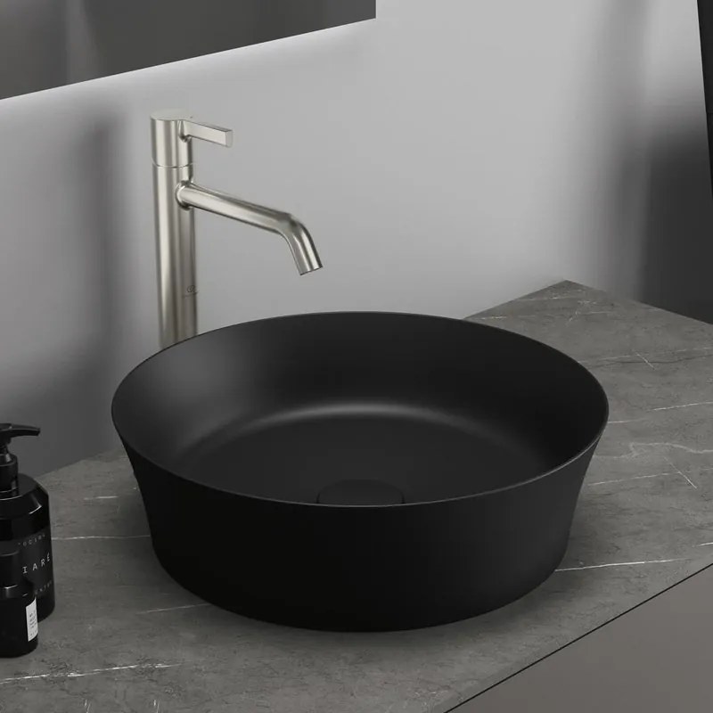 Lavabo da appoggio tondo in ceramica nero