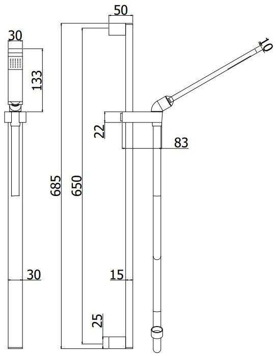 Paffoni Level Zsal079 Asta doccia Rettangolare Con Portasapone doccetta e flessibile Cromo