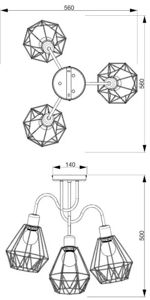 Lampadario a plafone BERGEN 3xE27/60W/230V