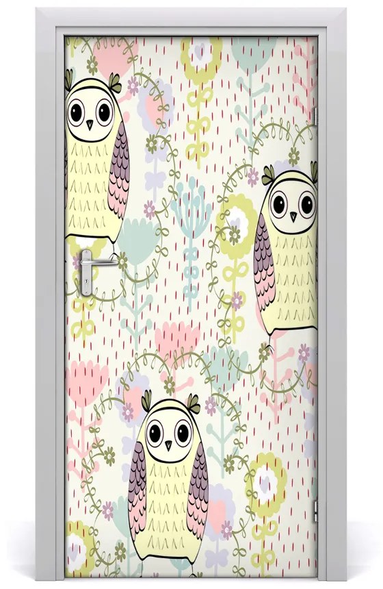 Adesivo per porta Gufi 85x205 cm