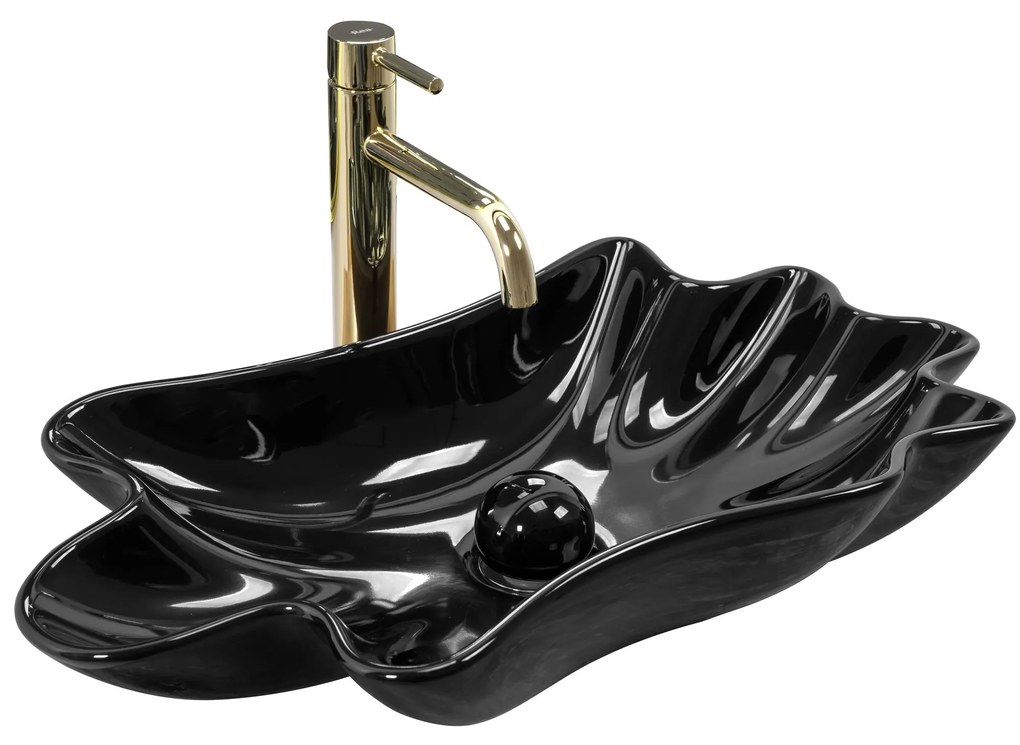 Lavabo da appoggio REA Sea Black + Tappo Click-Clack