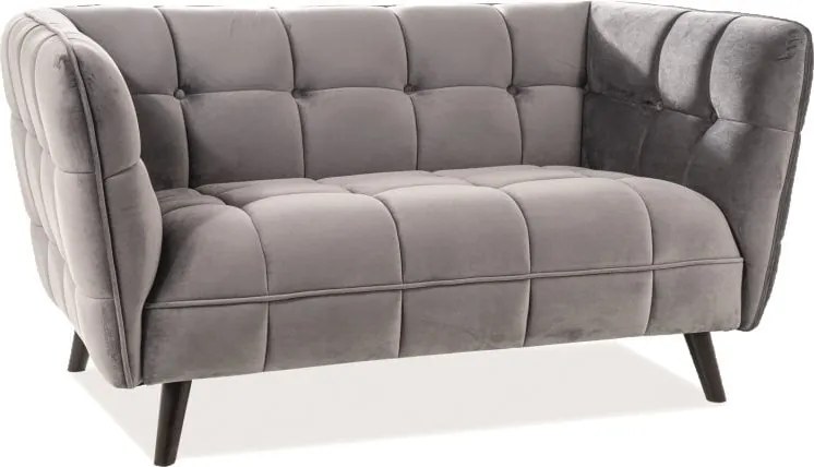 Divano Castello 2 in velluto grigio - Blu14/wenge