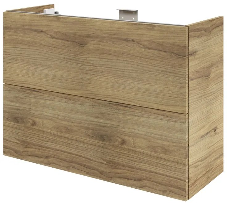 Mobile da bagno sospeso sotto lavabo L 90 x H 64 x P 35 cm rovere miele, 2 cassetti Apertura push-pull SENSEA Neo, Maniglie acquistabili separatamente