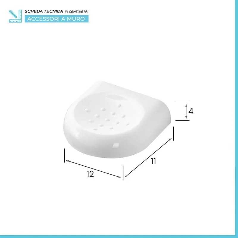 Set accessori a muro 7 pezzi in ABS bianco con doppio fissaggio Gioia