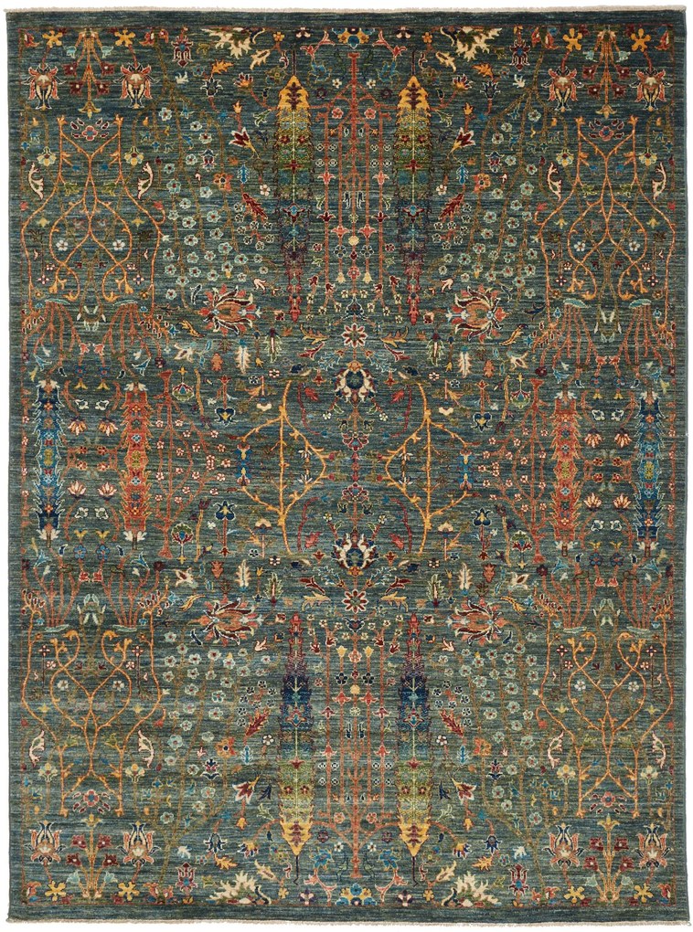 Samarkand Tappeto orientale 180 x 230 Verde (Pakistan) Annodato A Mano