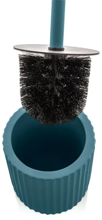 Scopino wc blu in ceramica soft touch con setole nere Spring