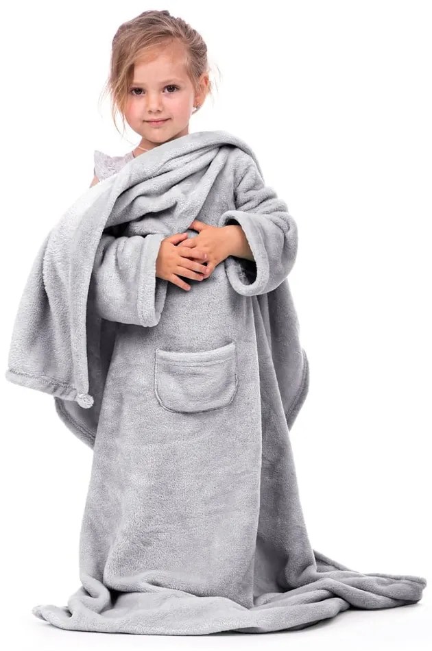 Coperta TV per bambini grigia con maniche Lazykids Lazy Kids - DecoKing