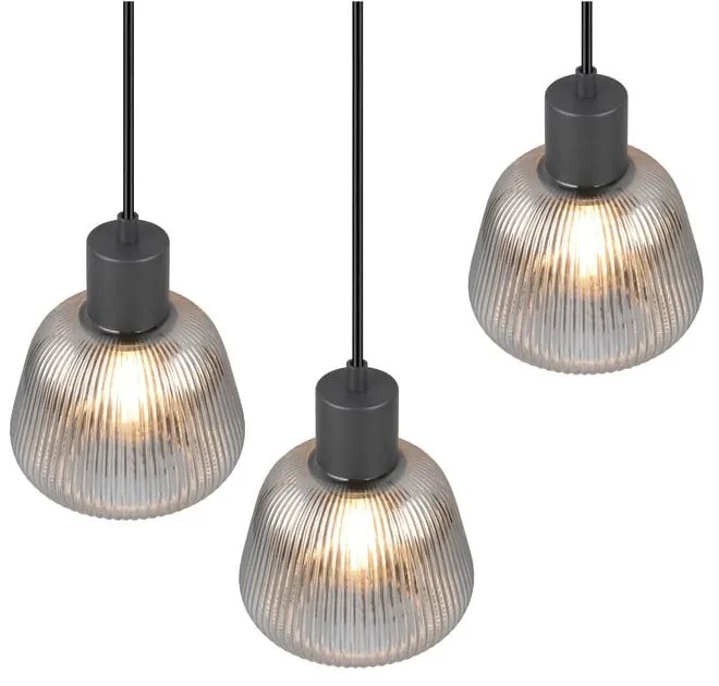 Lampadario nero con paralume in vetro ø 37 cm Tarifa - Trio