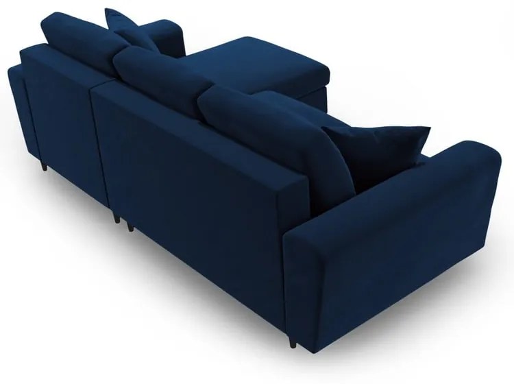 Divano angolare blu allungabile e con contenitore con rivestimento in velluto Kyoto – Cosmopolitan Design