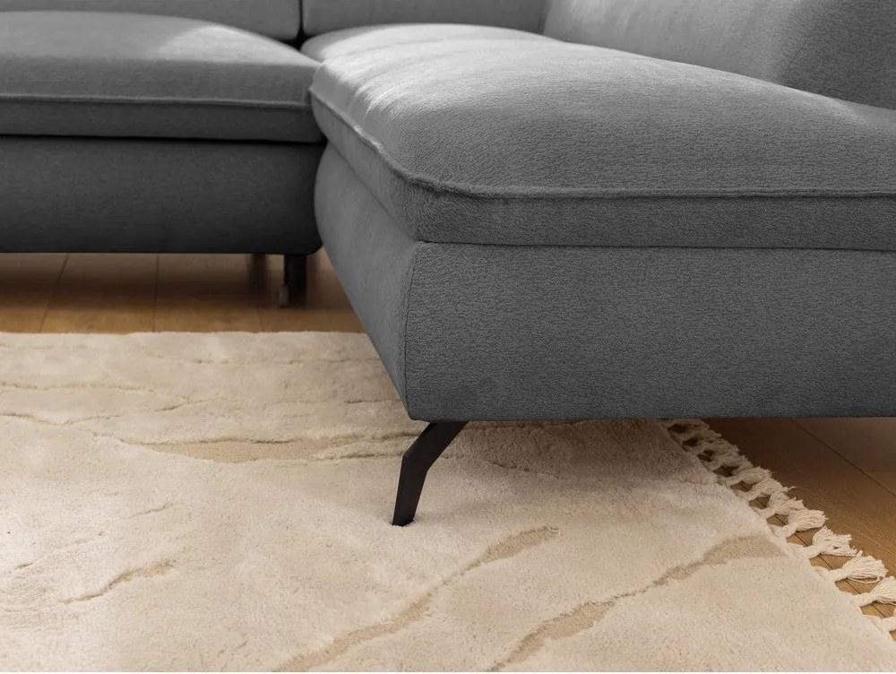 Divano angolare grigio (con penisola a destra/a L) con rivestimento in ciniglia Marbeya – Ropez